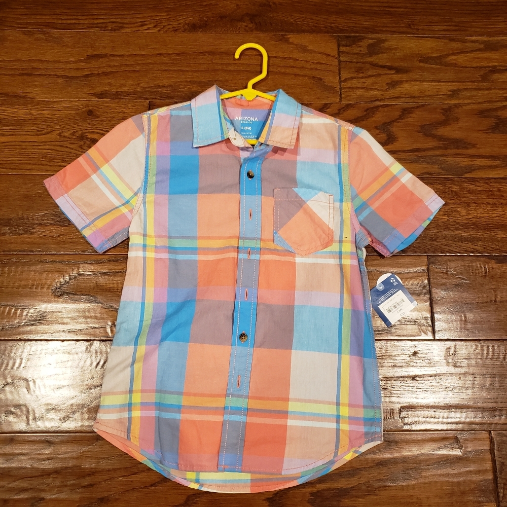 NWT - Arizona Jean Co. Boy's Short Sleeve Button Down Shirt - Size S(8H)